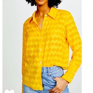 RAMY BROOK Mollie Chevron Button Down Blouse MARIGOLD SIZE MEDIUM
